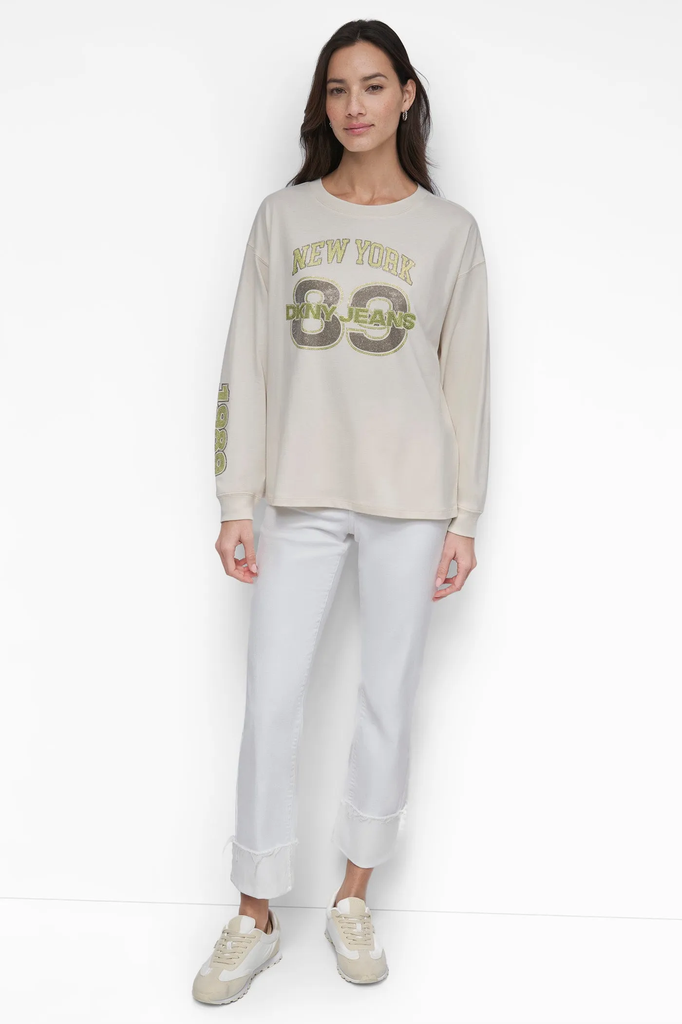89 MULTI COLOR RHINESTONE LOGO LONG SLEEVE TEE sold by DKNY product image thumbnail 4