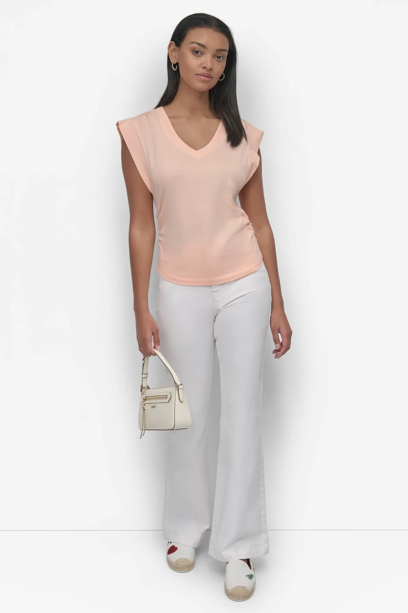 VNECK RUCHED SHOULDER TEE sold by DKNY product image thumbnail 3