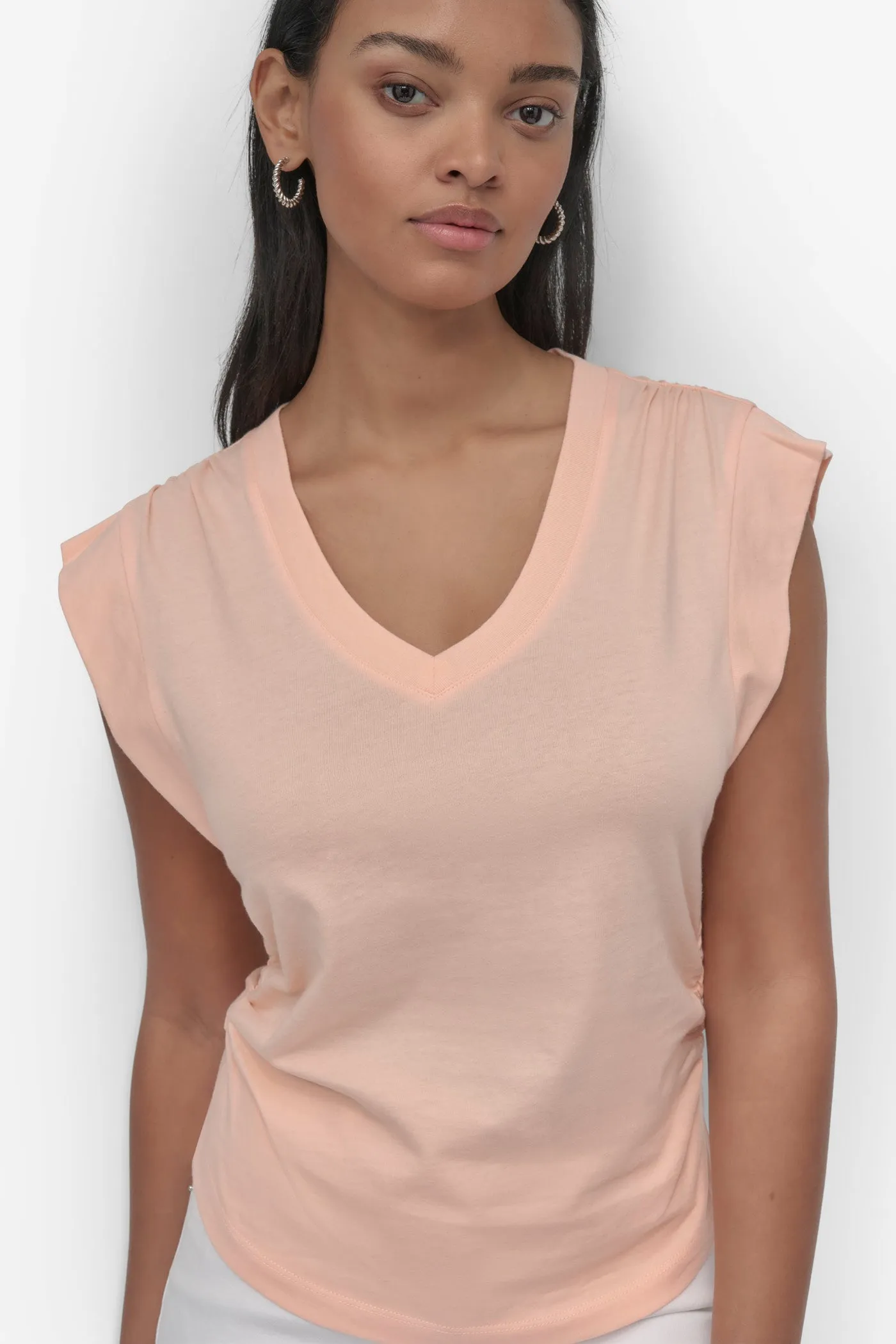 VNECK RUCHED SHOULDER TEE sold by DKNY product image thumbnail 2