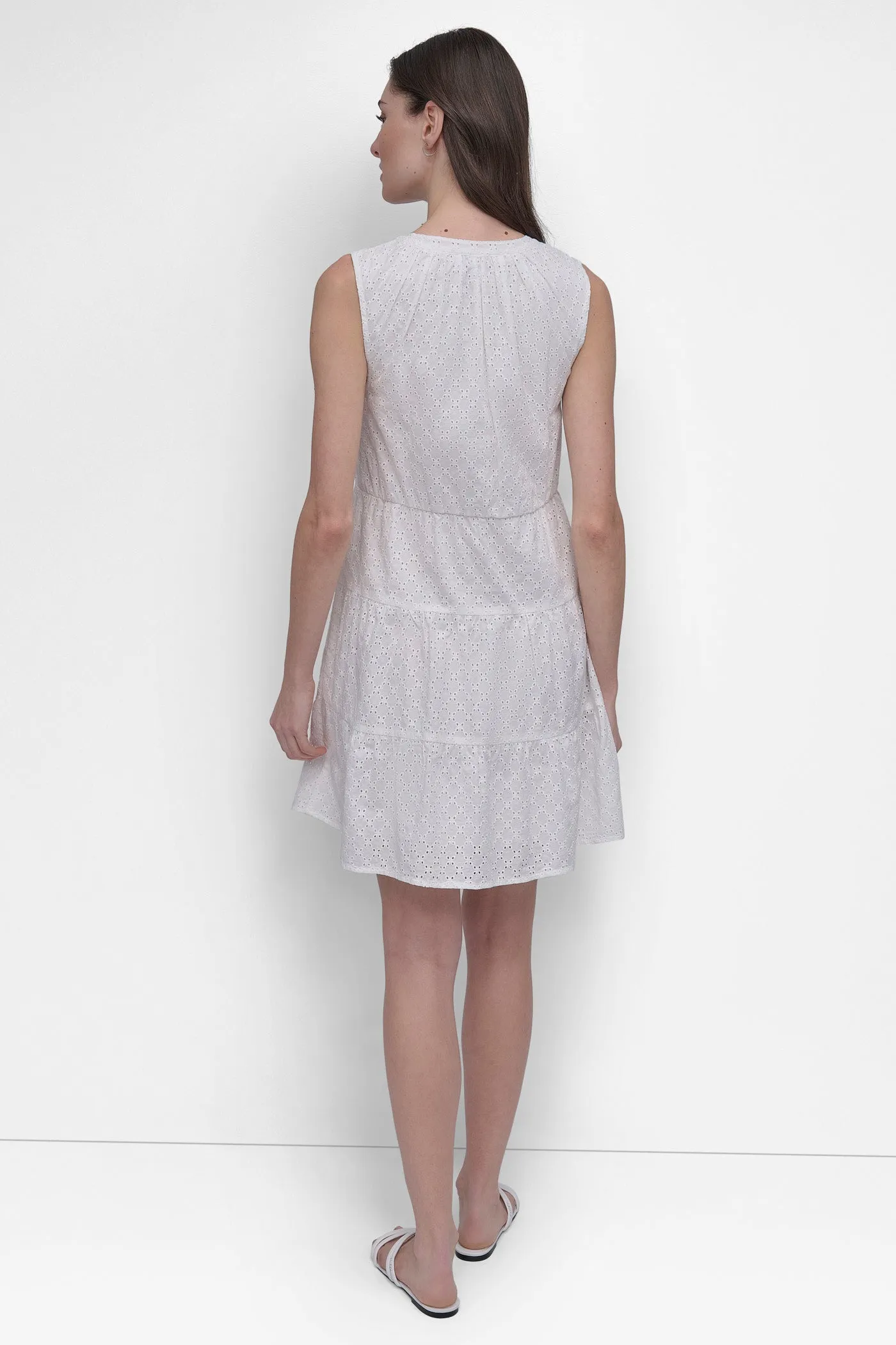 SLEEVELESS EYELET TIERED DRESS sold by DKNY product image thumbnail 2