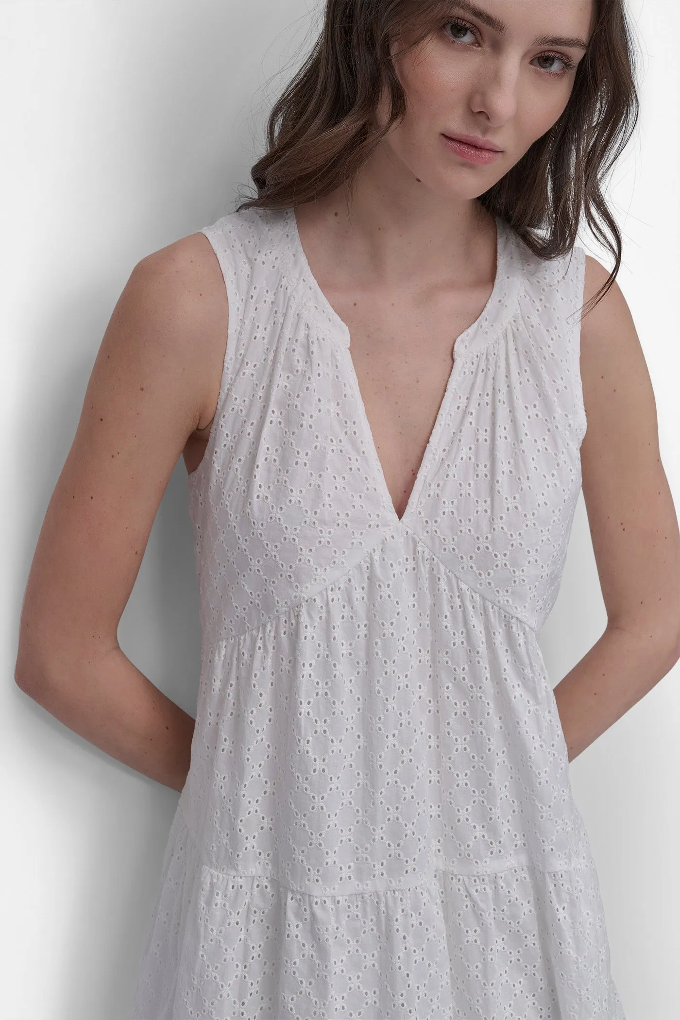 SLEEVELESS EYELET TIERED DRESS sold by DKNY product image thumbnail 4