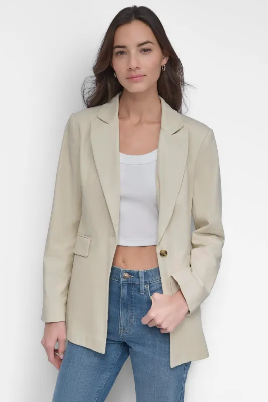 SINGLE BUTTON BLAZER WITH CUT AWAY HEM sold by DKNY