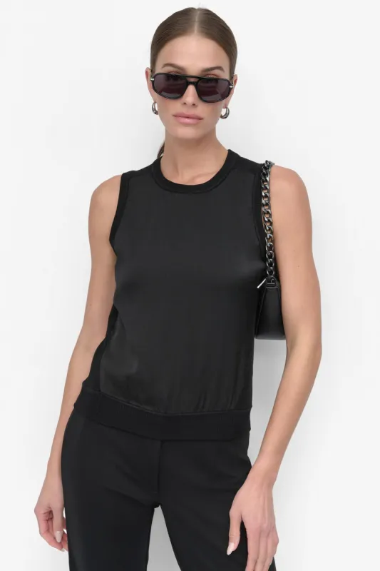 SLEEVELESS MIX MEDIA SWEATER sold by DKNY