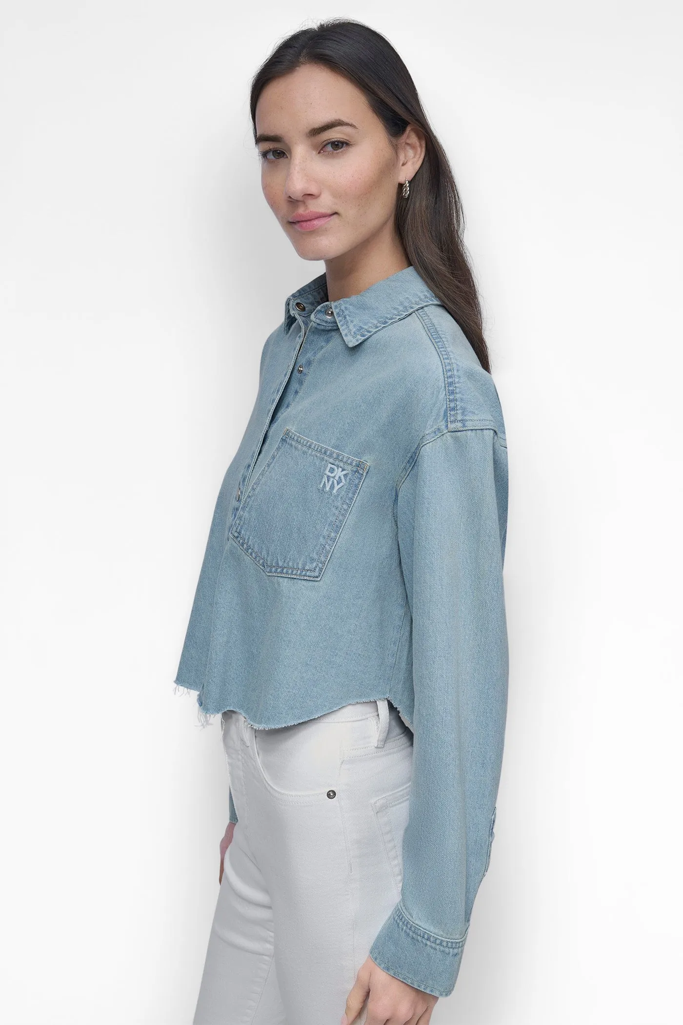 CROPPED DROP SHOULDER LOGO SHIRT sold by DKNY product image thumbnail 3