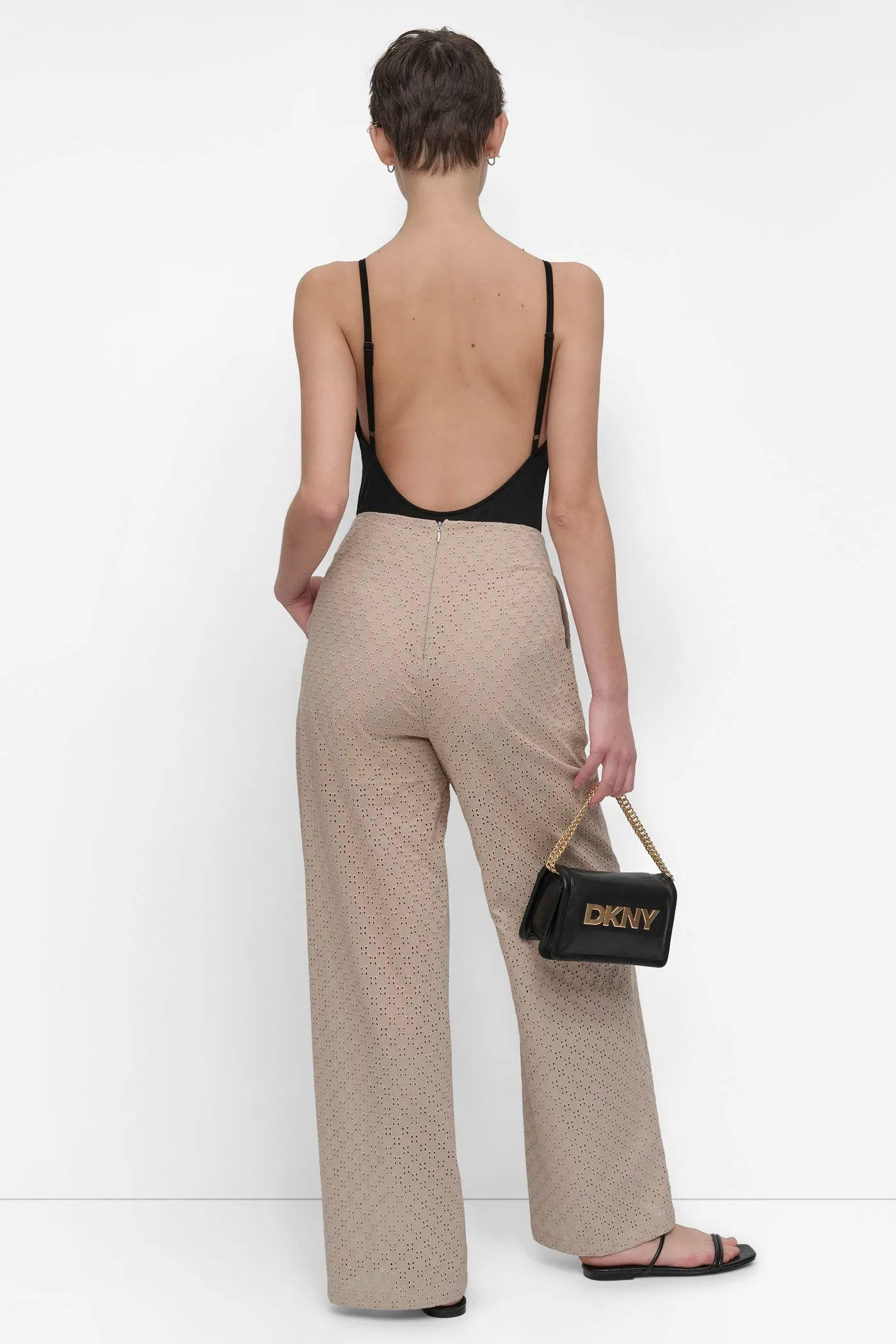 EYELET HIGH WAIST WIDE LEG TROUSER sold by DKNY product image thumbnail 5
