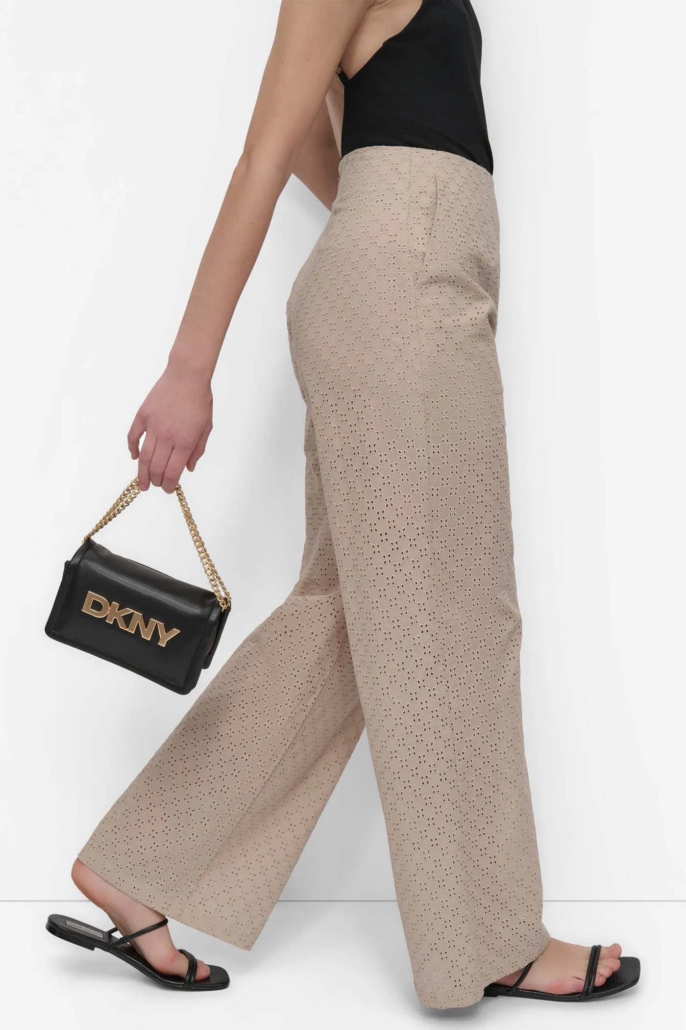 EYELET HIGH WAIST WIDE LEG TROUSER sold by DKNY product image thumbnail 3
