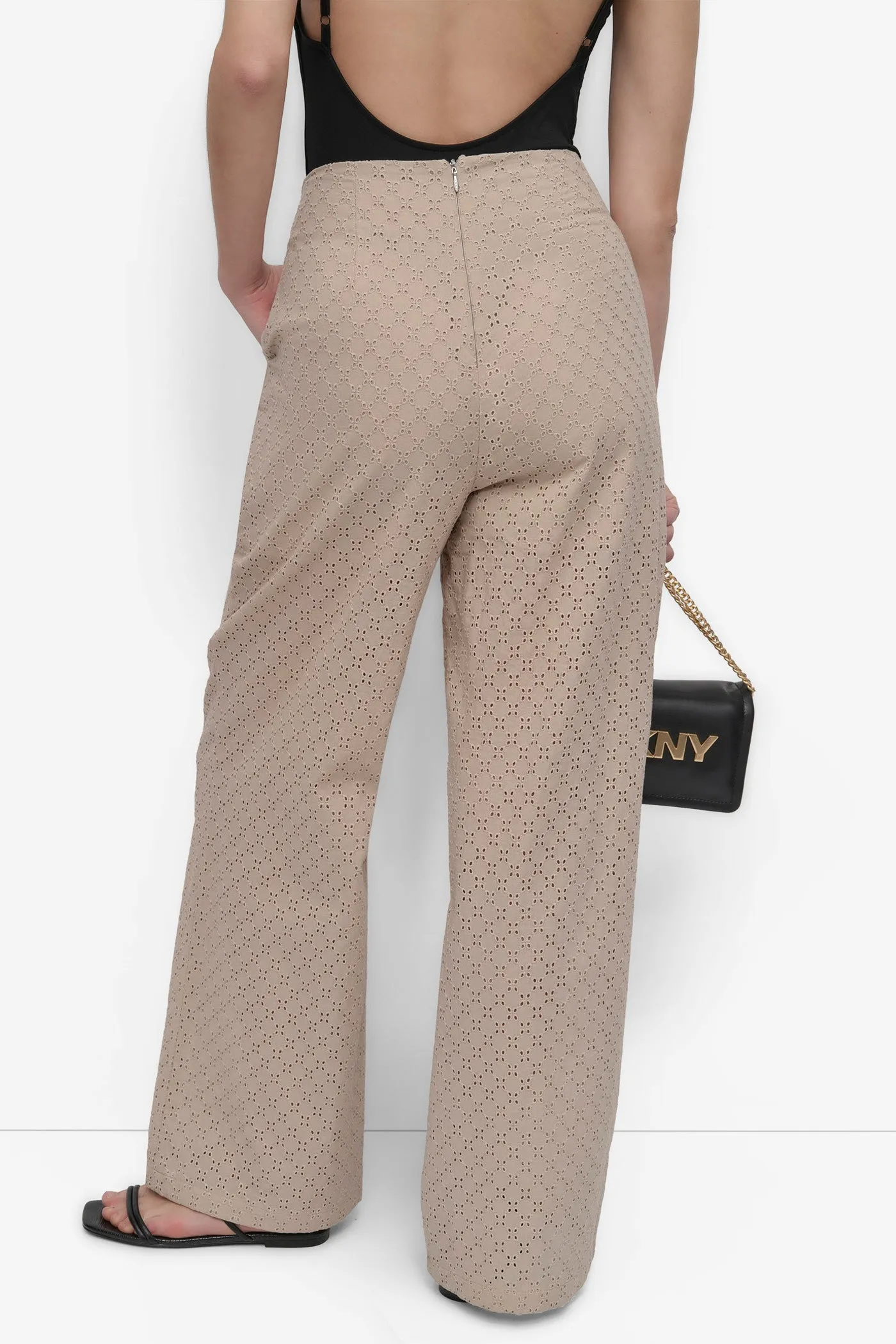EYELET HIGH WAIST WIDE LEG TROUSER sold by DKNY product image thumbnail 2