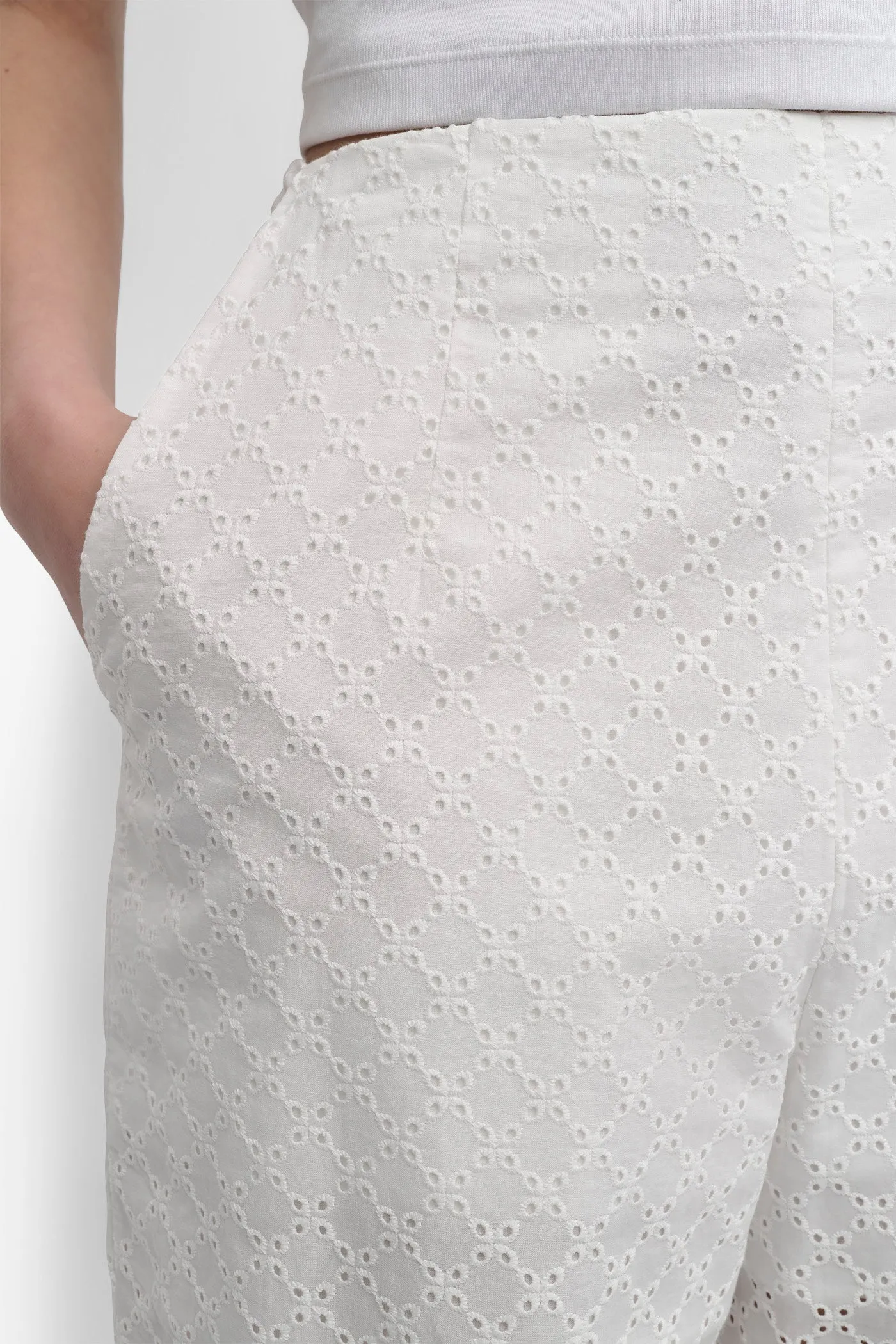 EYELET HIGH WAIST WIDE LEG TROUSER sold by DKNY product image thumbnail 4