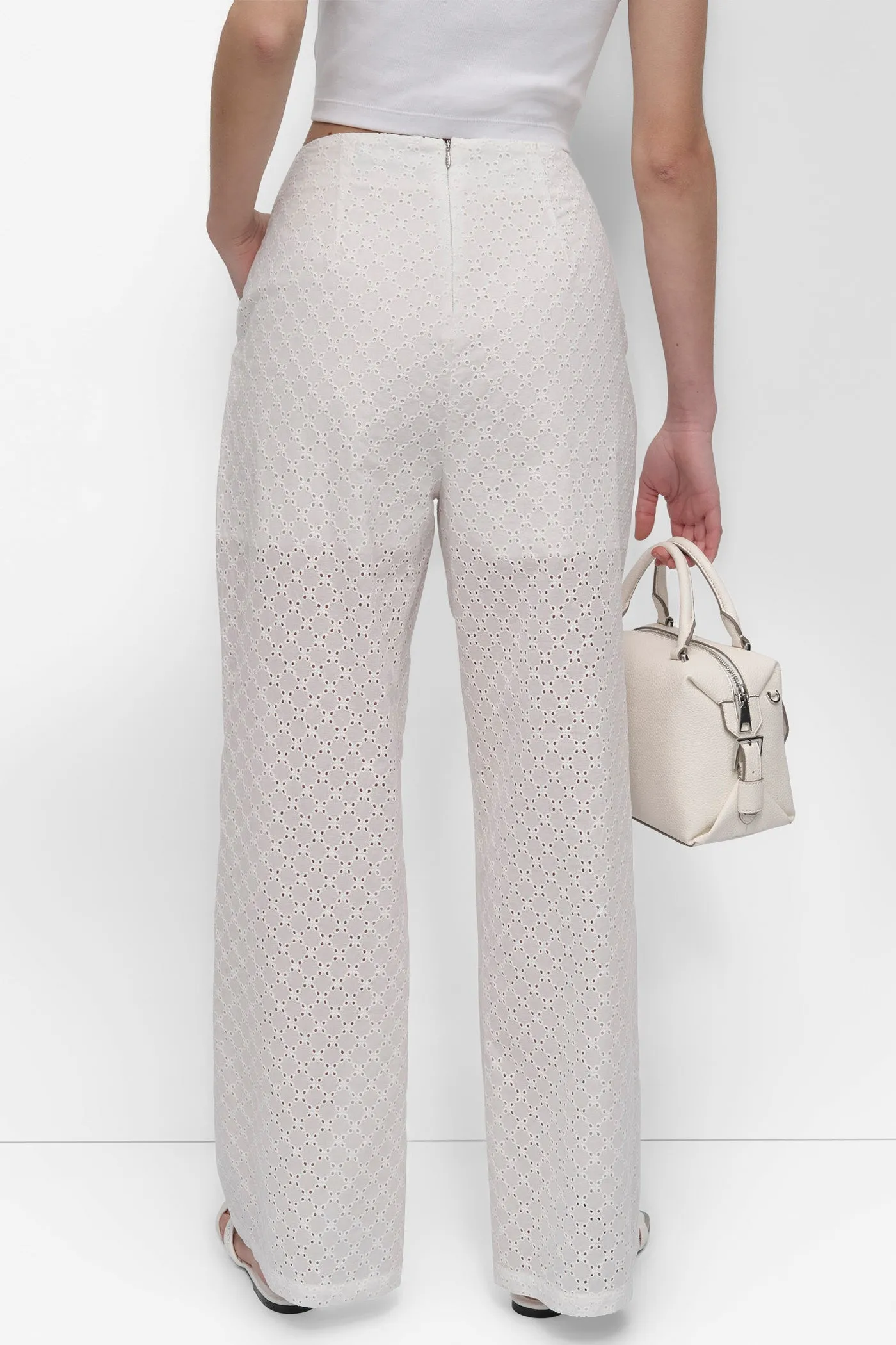 EYELET HIGH WAIST WIDE LEG TROUSER sold by DKNY product image thumbnail 2