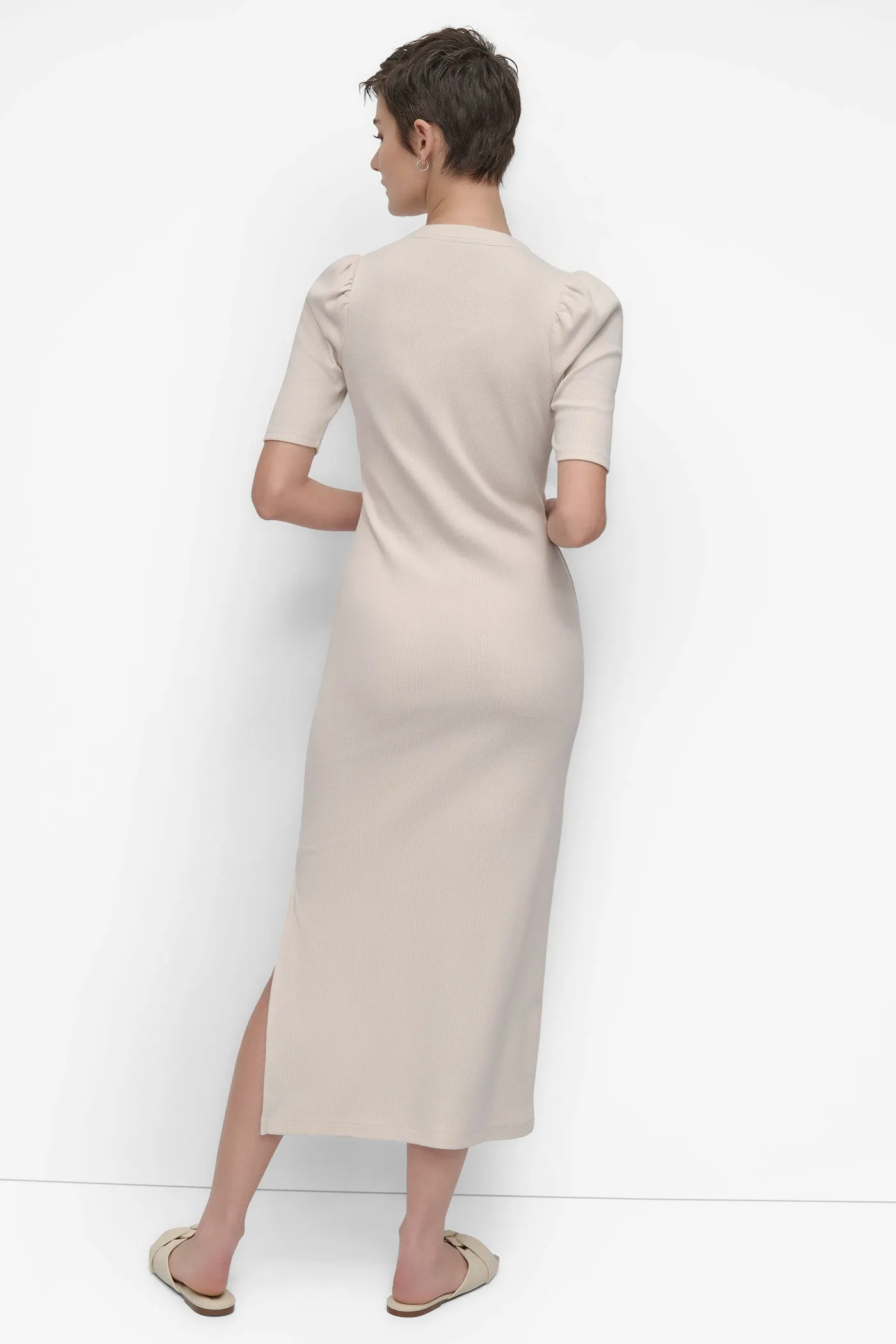 VNECK HENLEY LONG SLEEVE DRESS sold by DKNY product image thumbnail 2