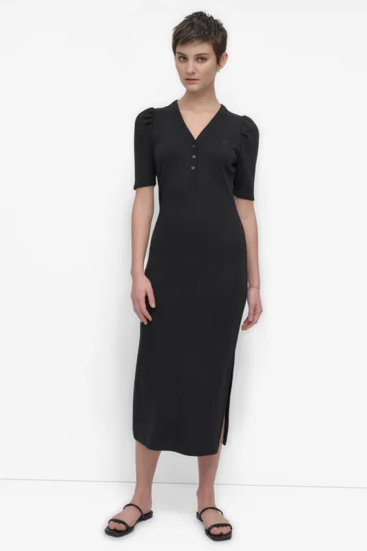 VNECK HENLEY LONG SLEEVE DRESS sold by DKNY