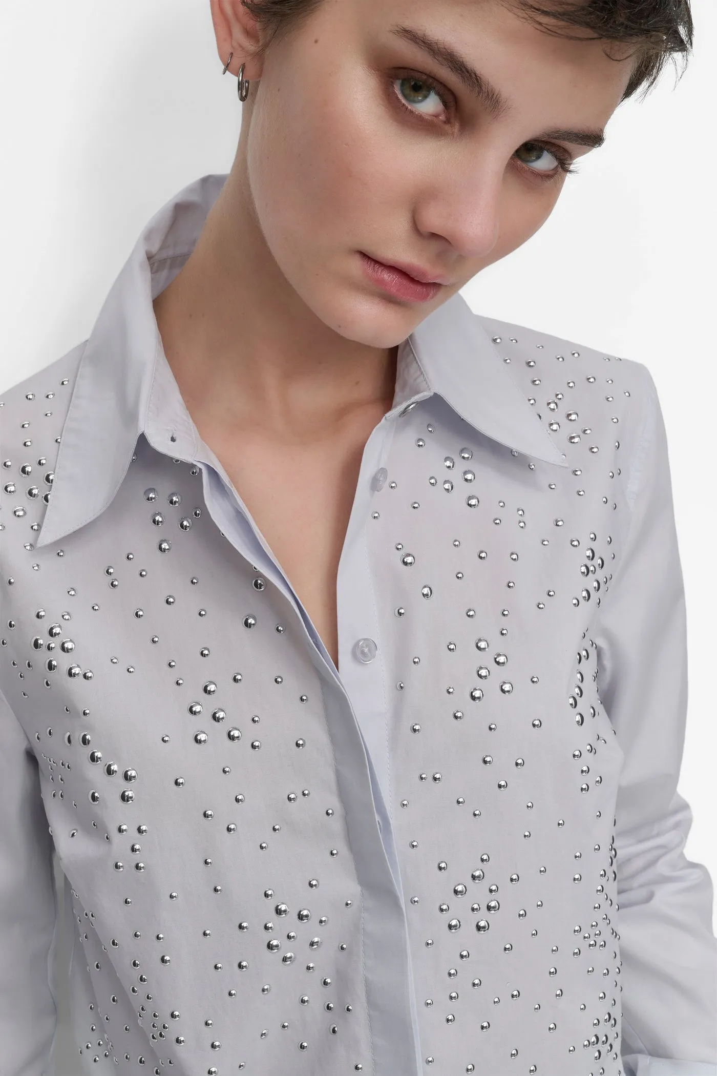 LONG SLEEVE POPLIN TOP WITH DOME STUDS sold by DKNY product image thumbnail 4