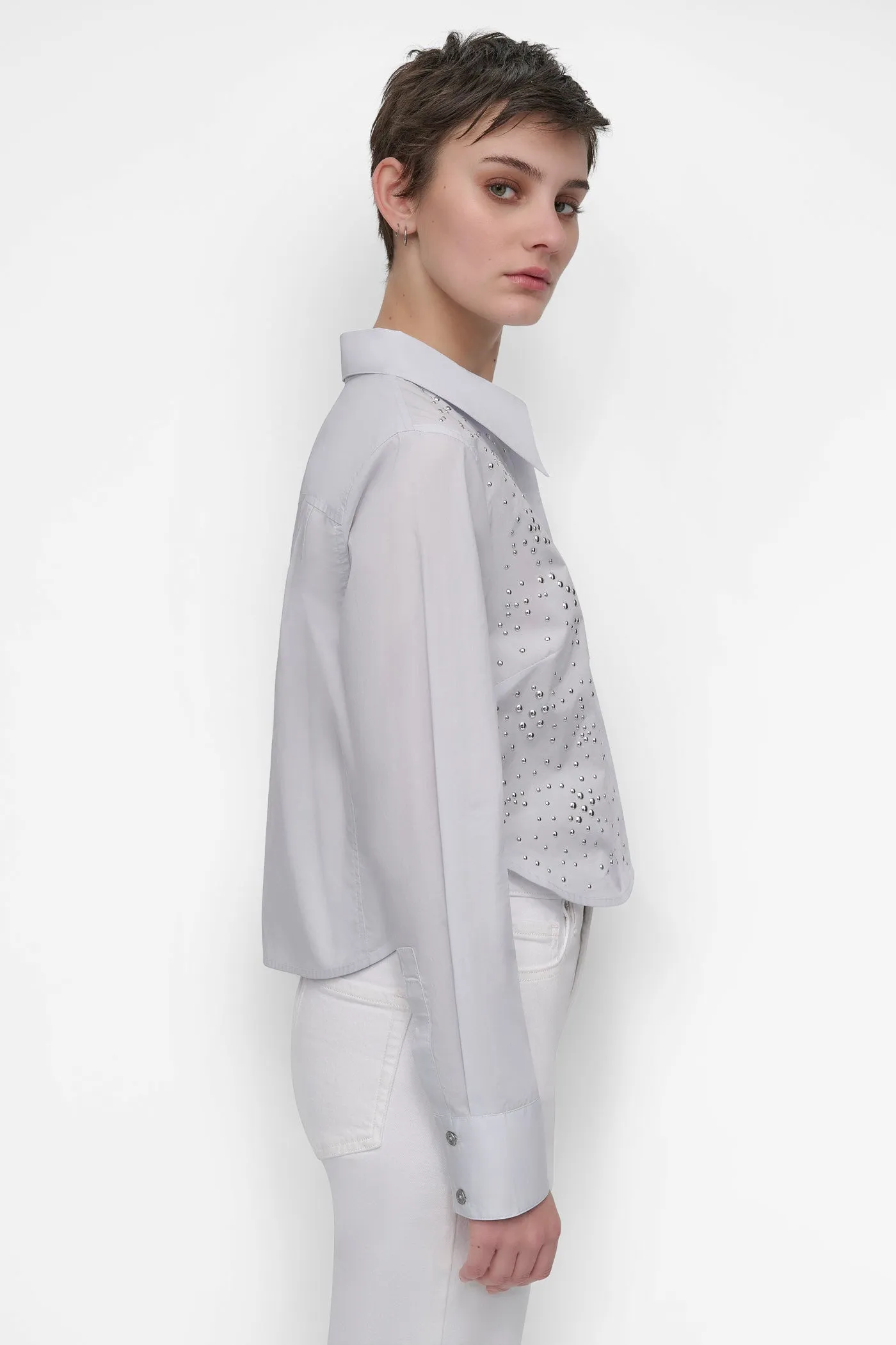 LONG SLEEVE POPLIN TOP WITH DOME STUDS sold by DKNY product image thumbnail 3
