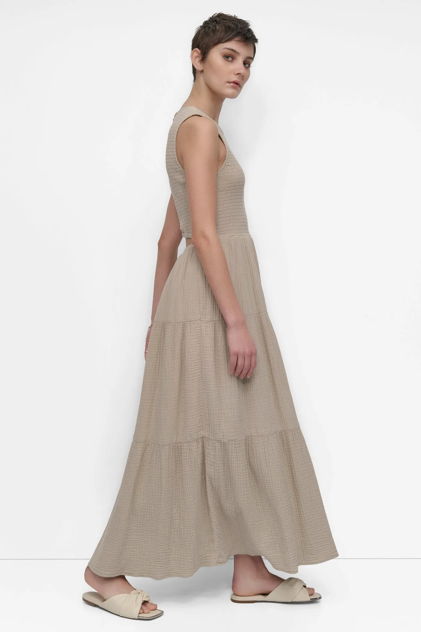 GAUZE TIERED SMOCKED DRESS sold by DKNY product image thumbnail 3