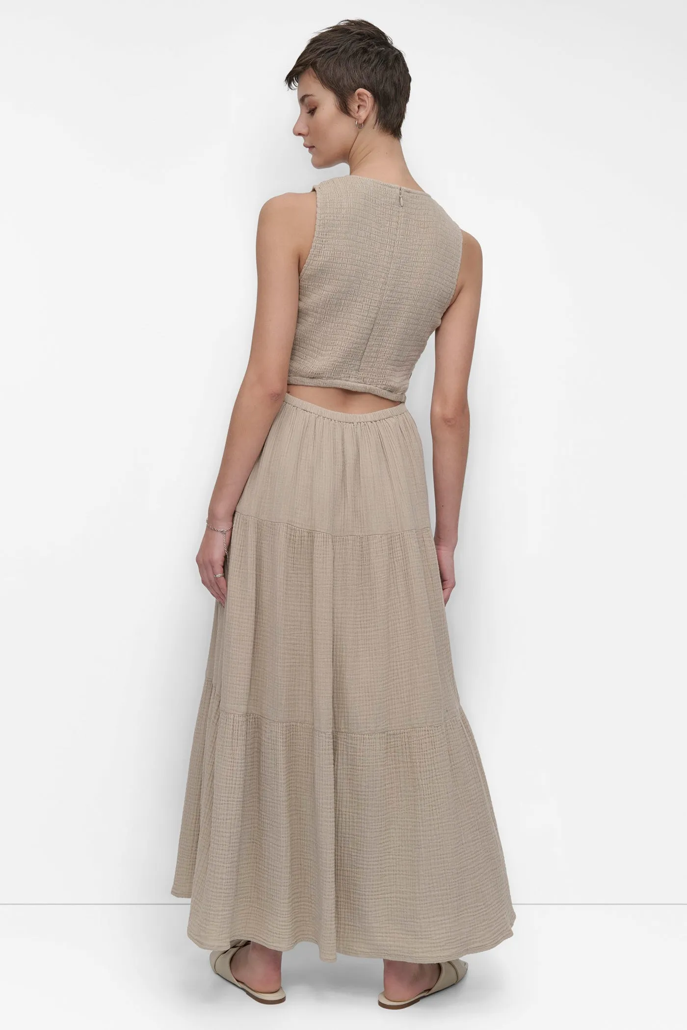 GAUZE TIERED SMOCKED DRESS sold by DKNY product image thumbnail 2