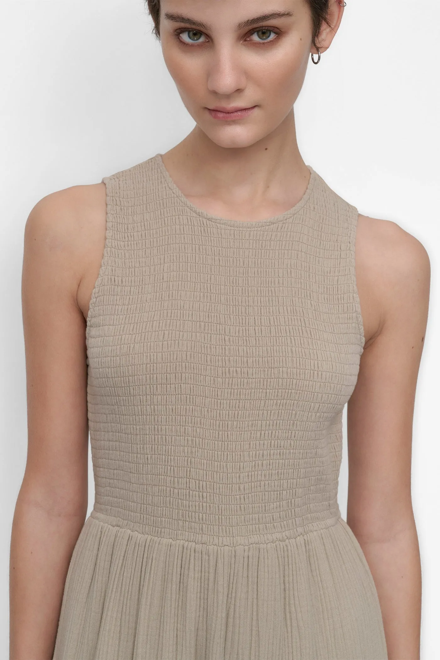 GAUZE TIERED SMOCKED DRESS sold by DKNY product image thumbnail 4