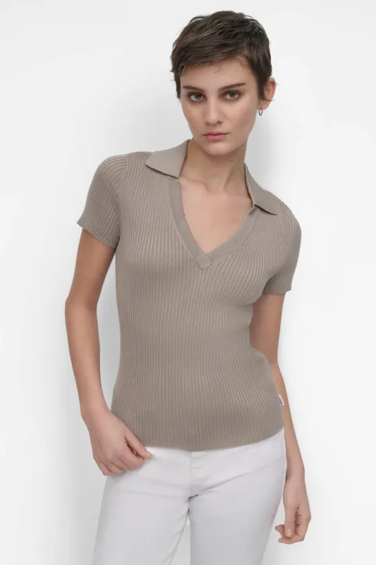 SHORT SLEEVE RIB POLO TEE sold by DKNY
