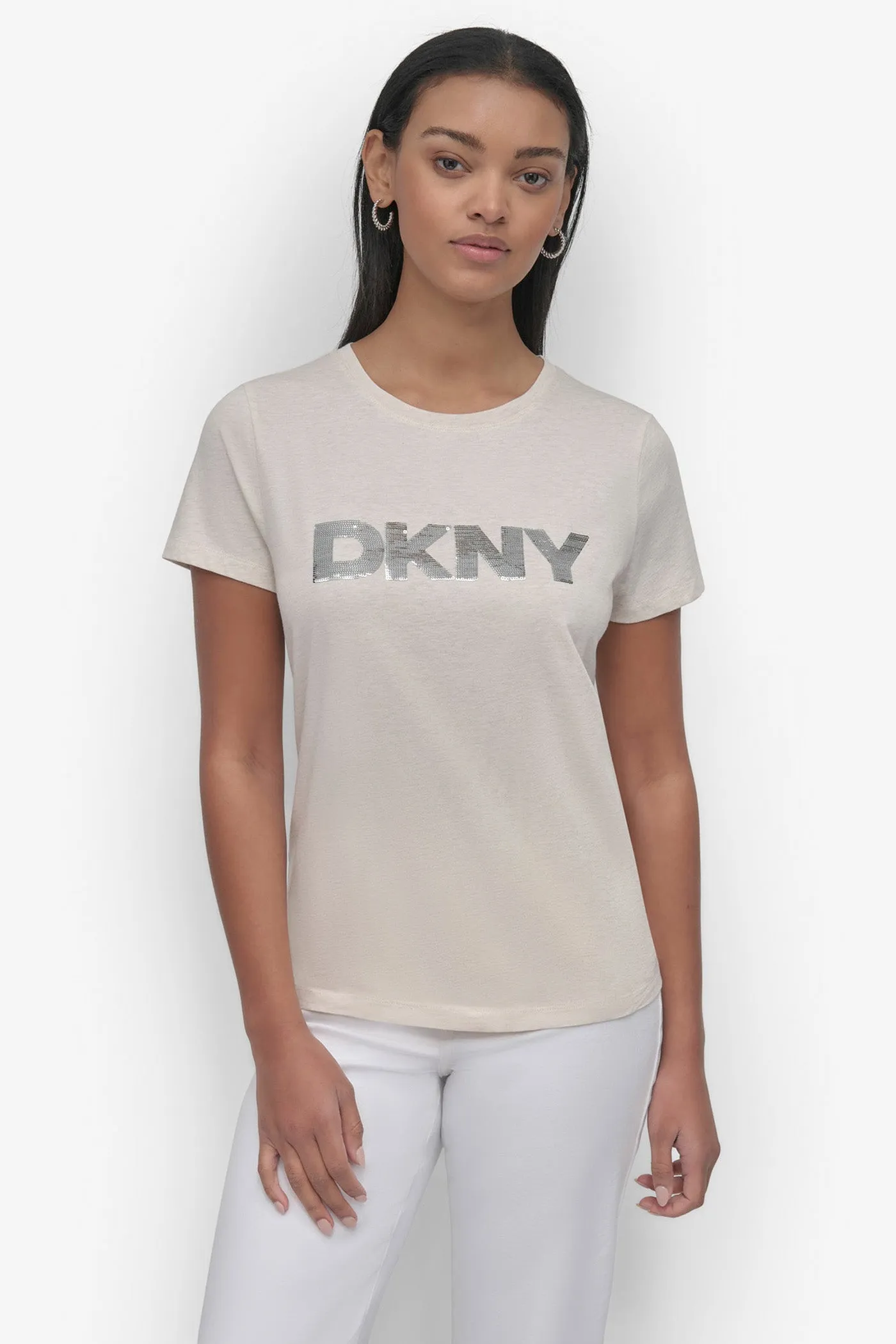 SEQUIN LOGO CREW NECK TEE sold by DKNY