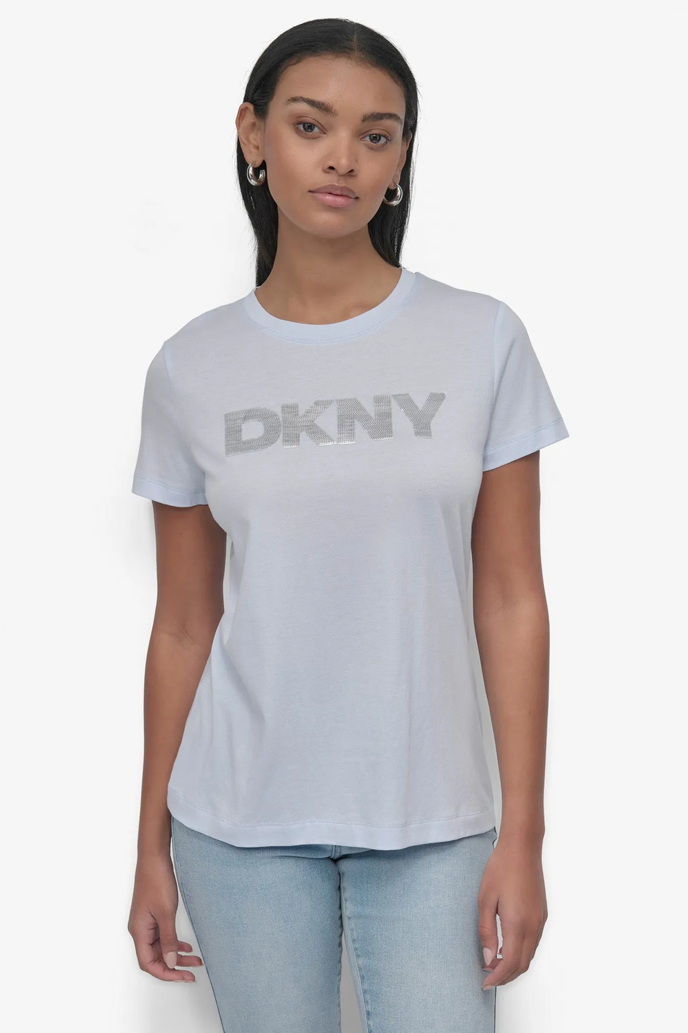 SEQUIN LOGO CREW NECK TEE sold by DKNY