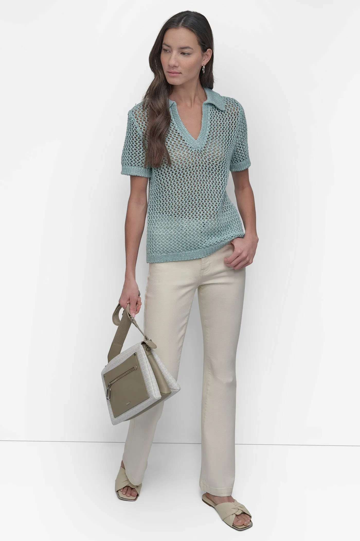 OPEN STITCH POLO WITH MICRO SEQUINS sold by DKNY product image thumbnail 5