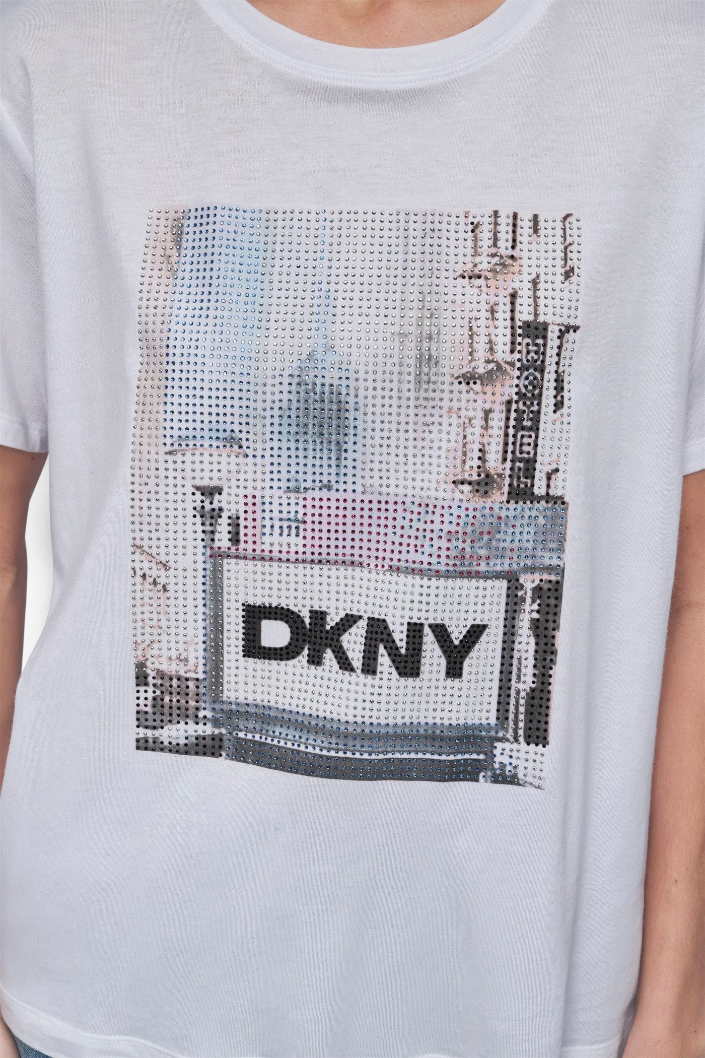 RHINESTONE PHOTOREAL LOGO RELAXED CREW NECK TEE sold by DKNY product image thumbnail 4