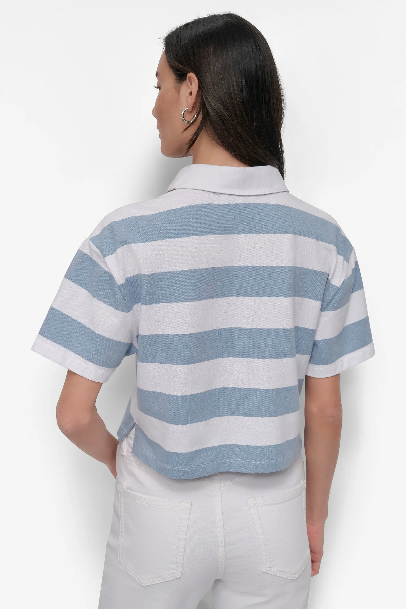 RUGBY STRIPE BOXY POLO WITH WOVEN TWILL COLLAR sold by DKNY product image thumbnail 2