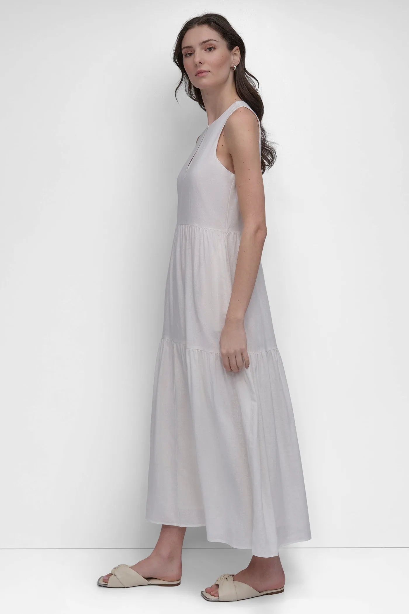 LINEN SLEEVELESS TIERED MAXI sold by DKNY product image thumbnail 3
