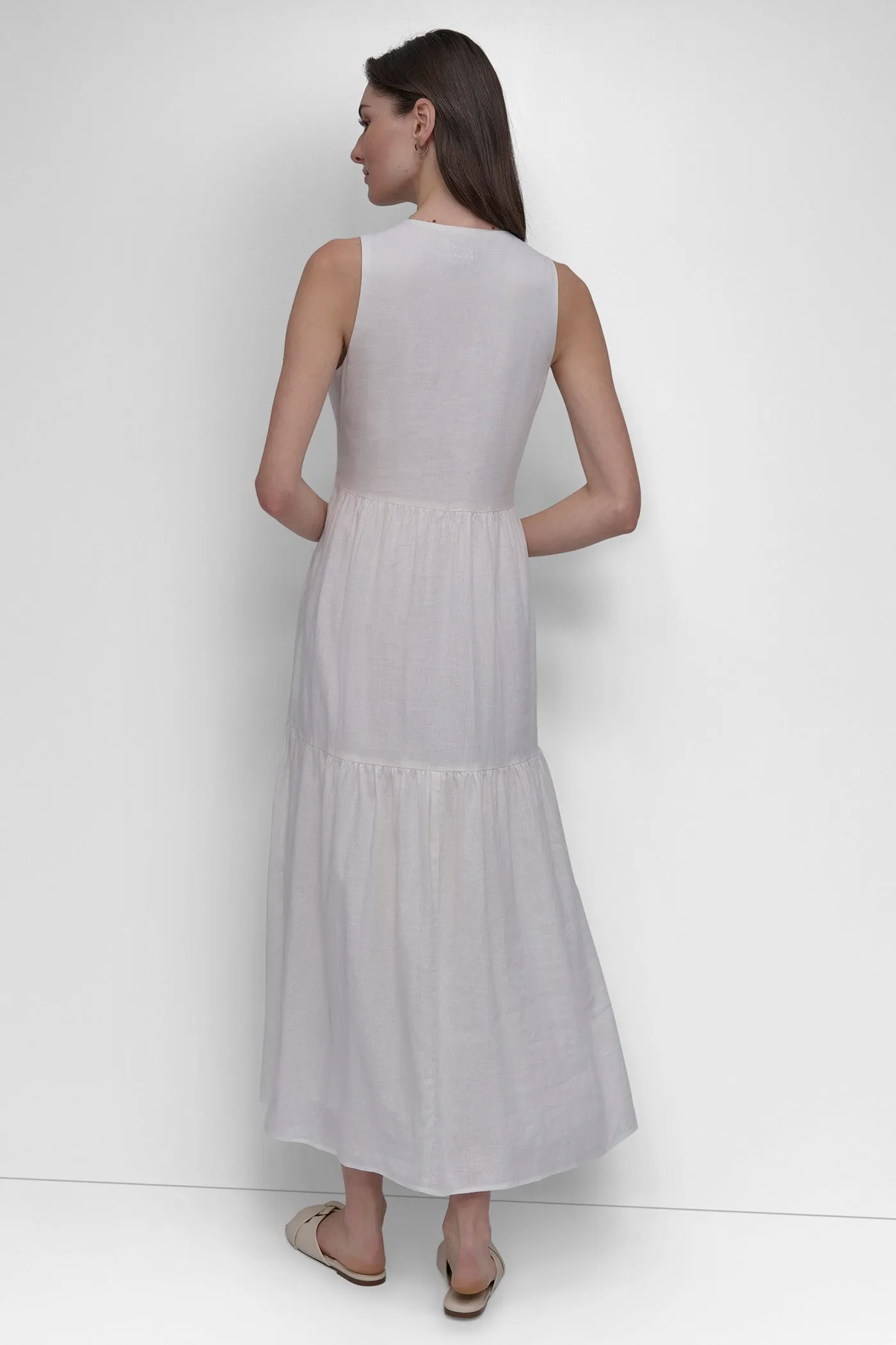 LINEN SLEEVELESS TIERED MAXI sold by DKNY product image thumbnail 2