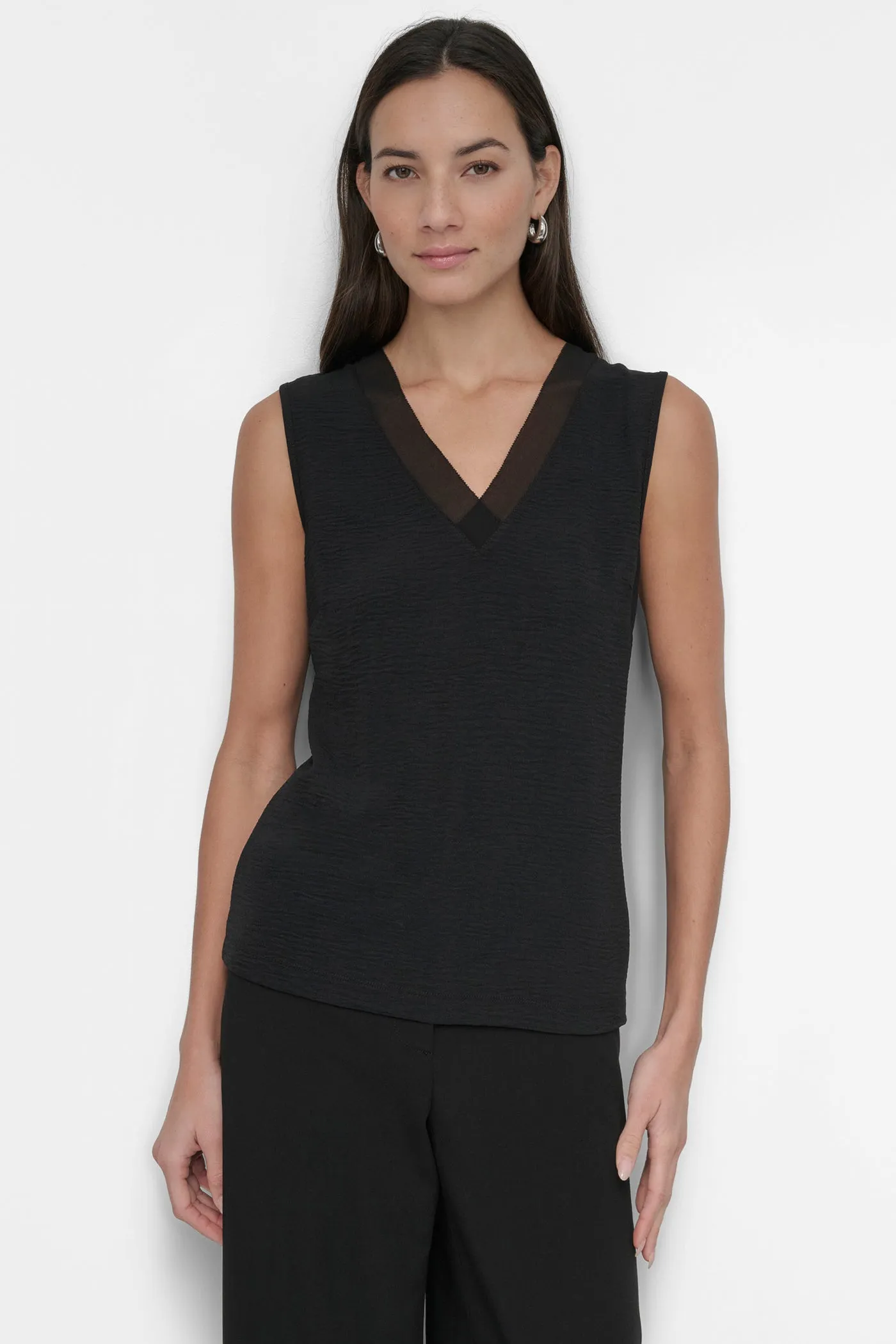 V NECK SLEEVELESS BLOUSE sold by DKNY