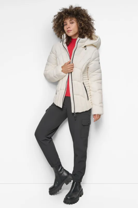 HOODED LIGHTWEIGHT PUFFER sold by DKNY