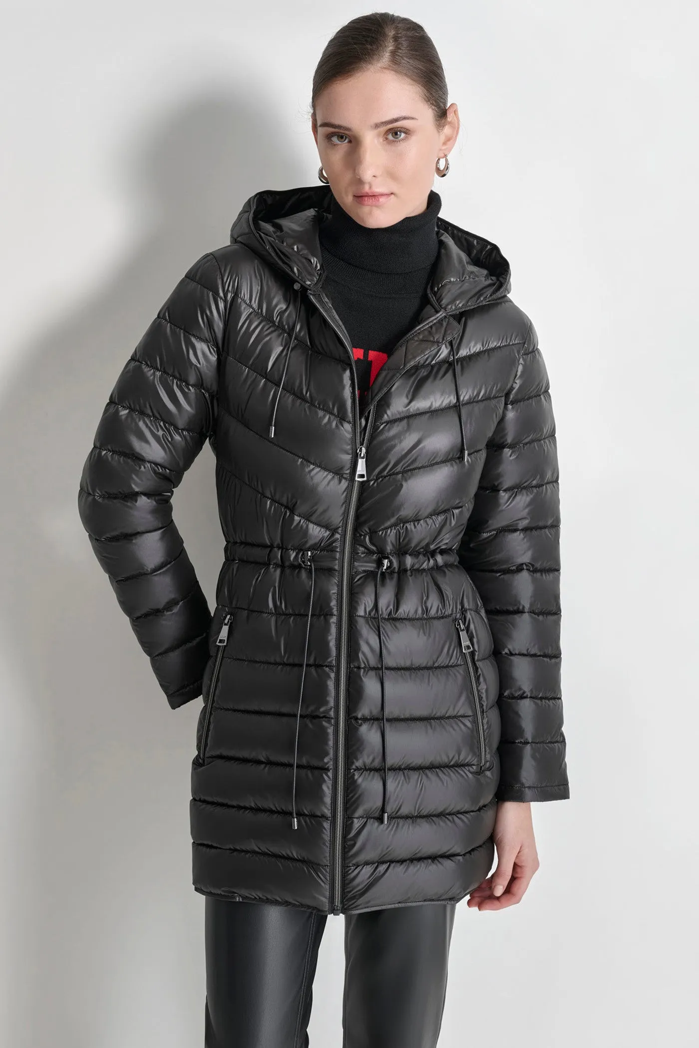 PUFFER JACKET WITH CINCHED WAIST sold by DKNY