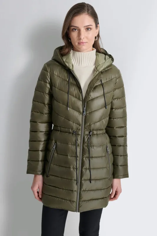 PUFFER JACKET WITH CINCHED WAIST sold by DKNY