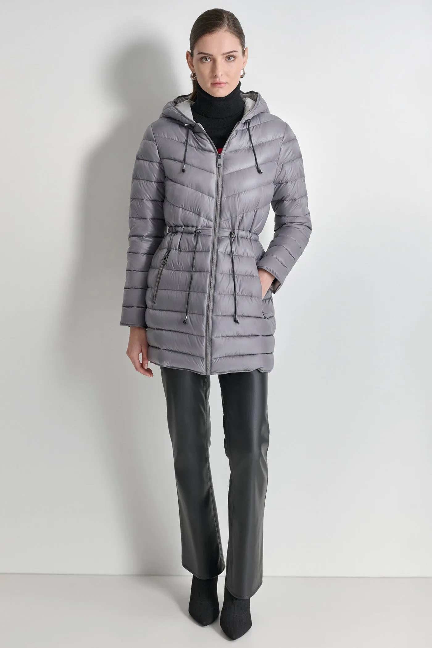 PUFFER JACKET WITH CINCHED WAIST sold by DKNY