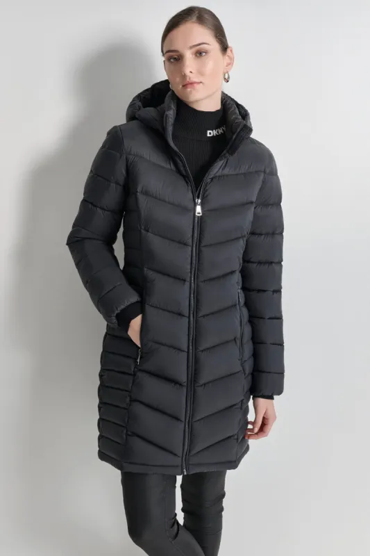 MIDI PUFFER JACKET WITH SIDE POCKETS sold by DKNY