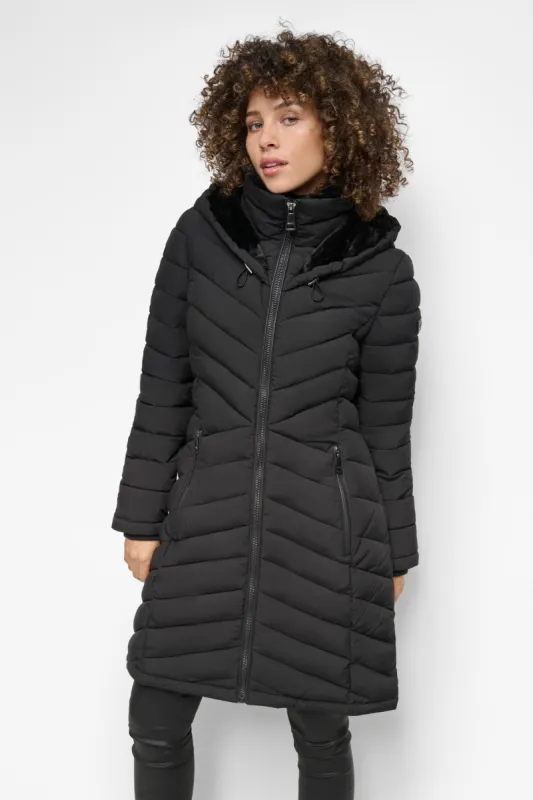 FUR COLLAR PACKABLE PUFFER COAT sold by DKNY