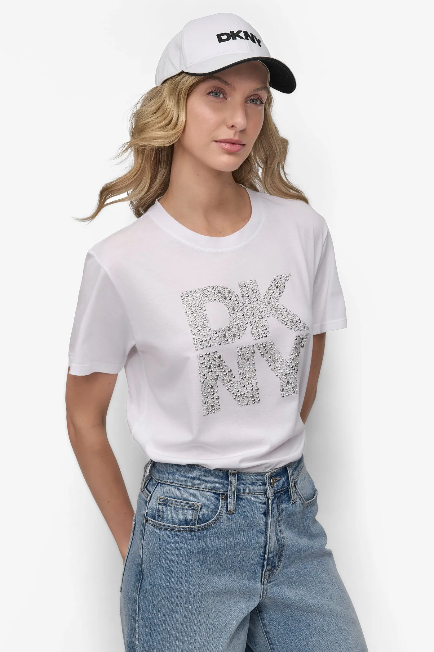 EMBELLISHED LOGO TEE sold by DKNY
