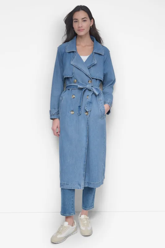 STORM FLAP DENIM TRENCH sold by DKNY