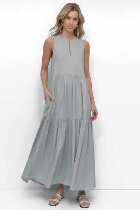 LINEN SLEEVELESS TIERED MAXI sold by DKNY
