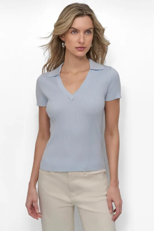 SHORT SLEEVE RIB POLO TEE sold by DKNY