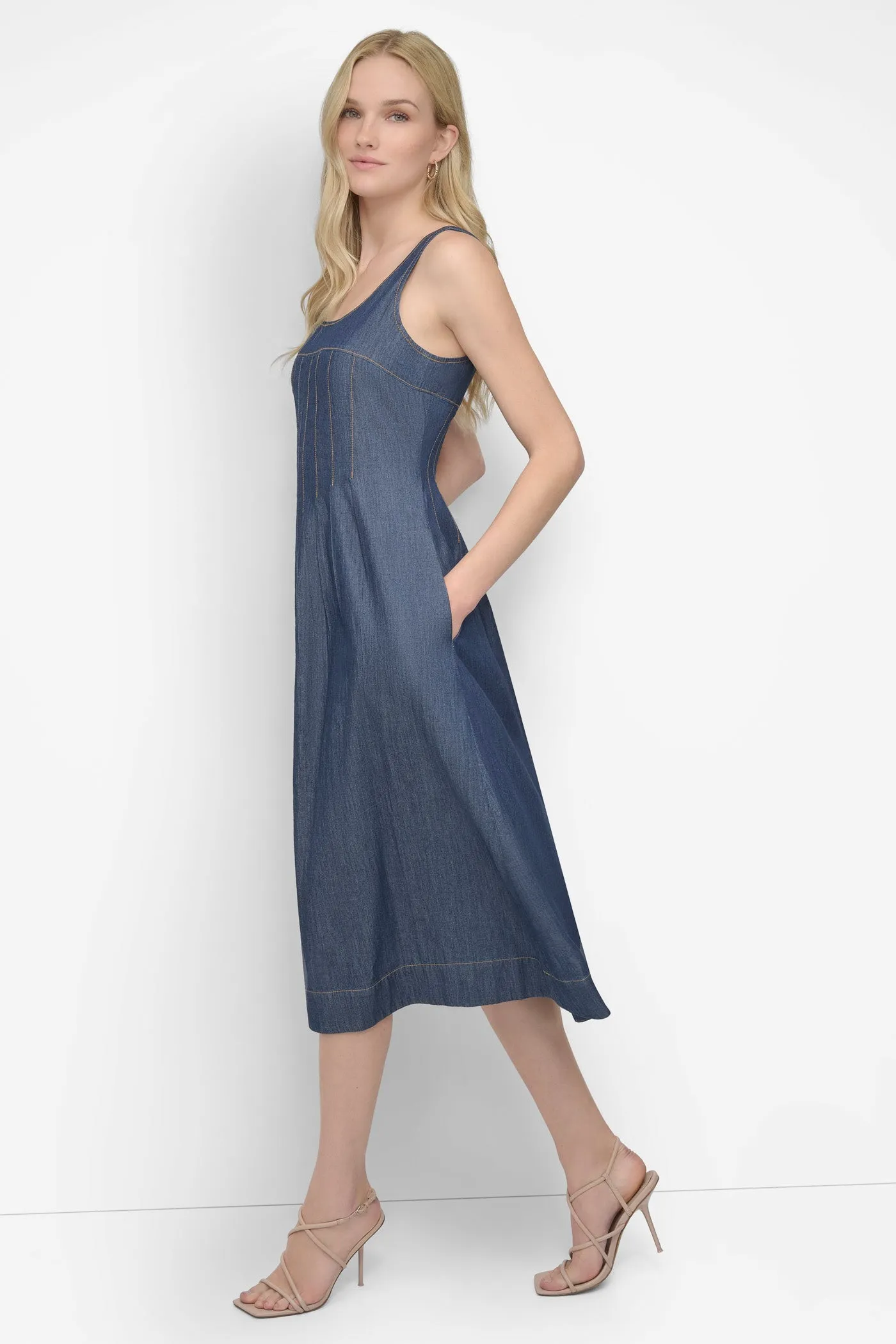 CORSET SITTED DENIM DRESS sold by DKNY product image thumbnail 3