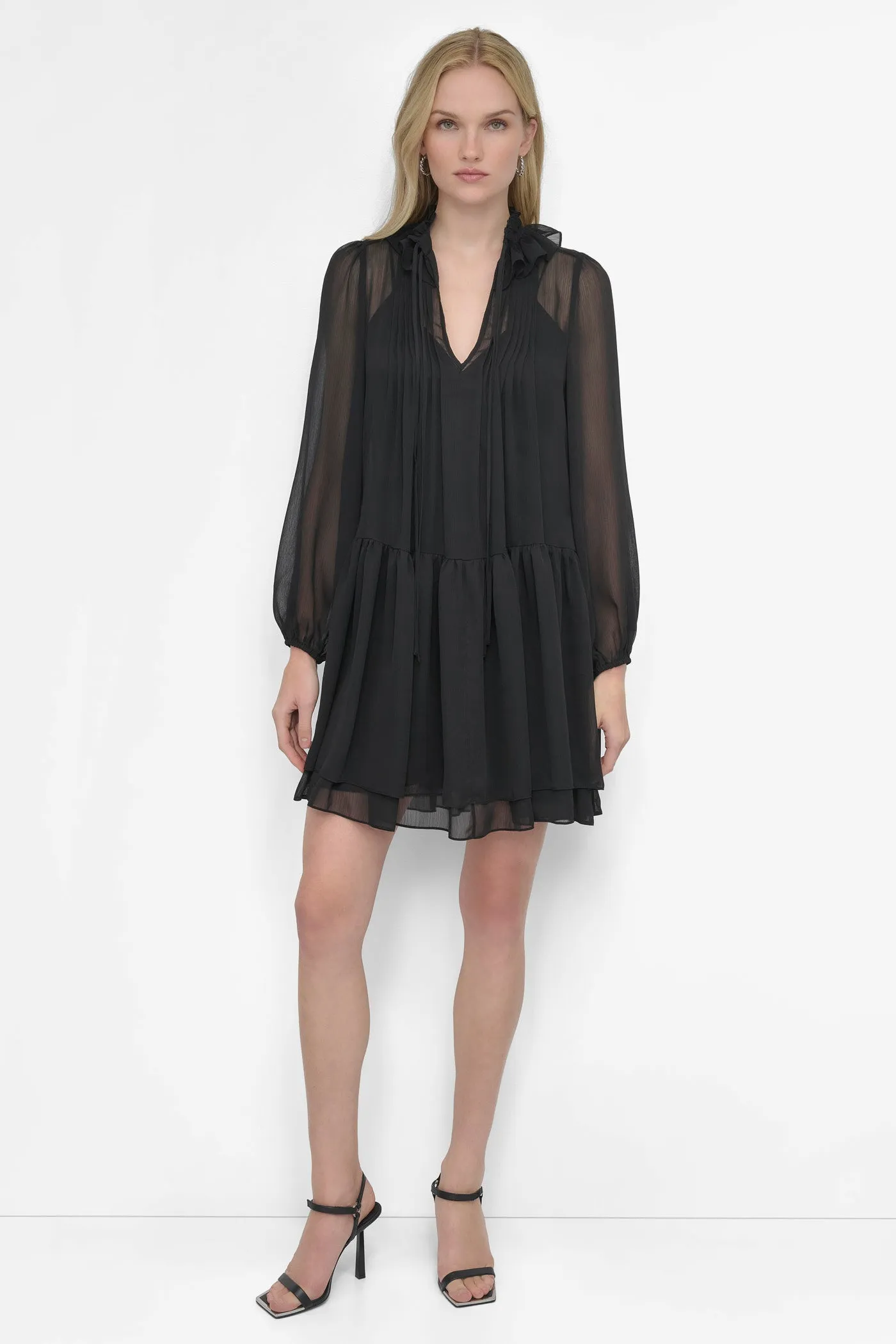 LONG SLEEVE CHIFFON MINI DRESS sold by DKNY