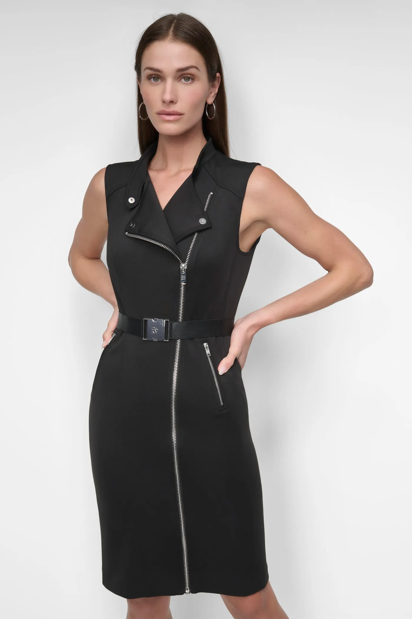 SLEEVELESS SCUBA FRONT ZIP DRESS sold by DKNY product image thumbnail 4