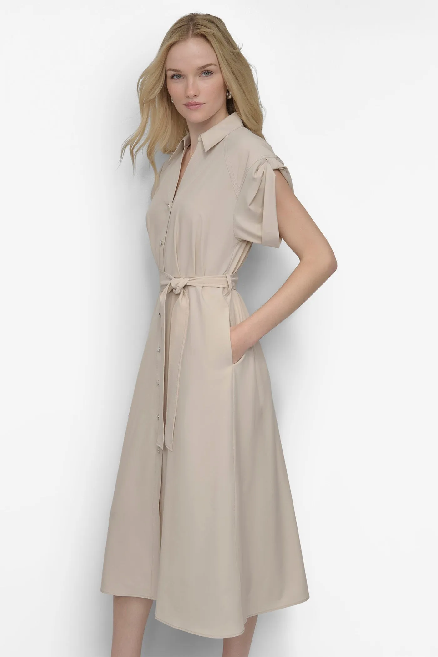 BUTTON FRONT COMMUTER MIDI DRESS sold by DKNY product image thumbnail 3
