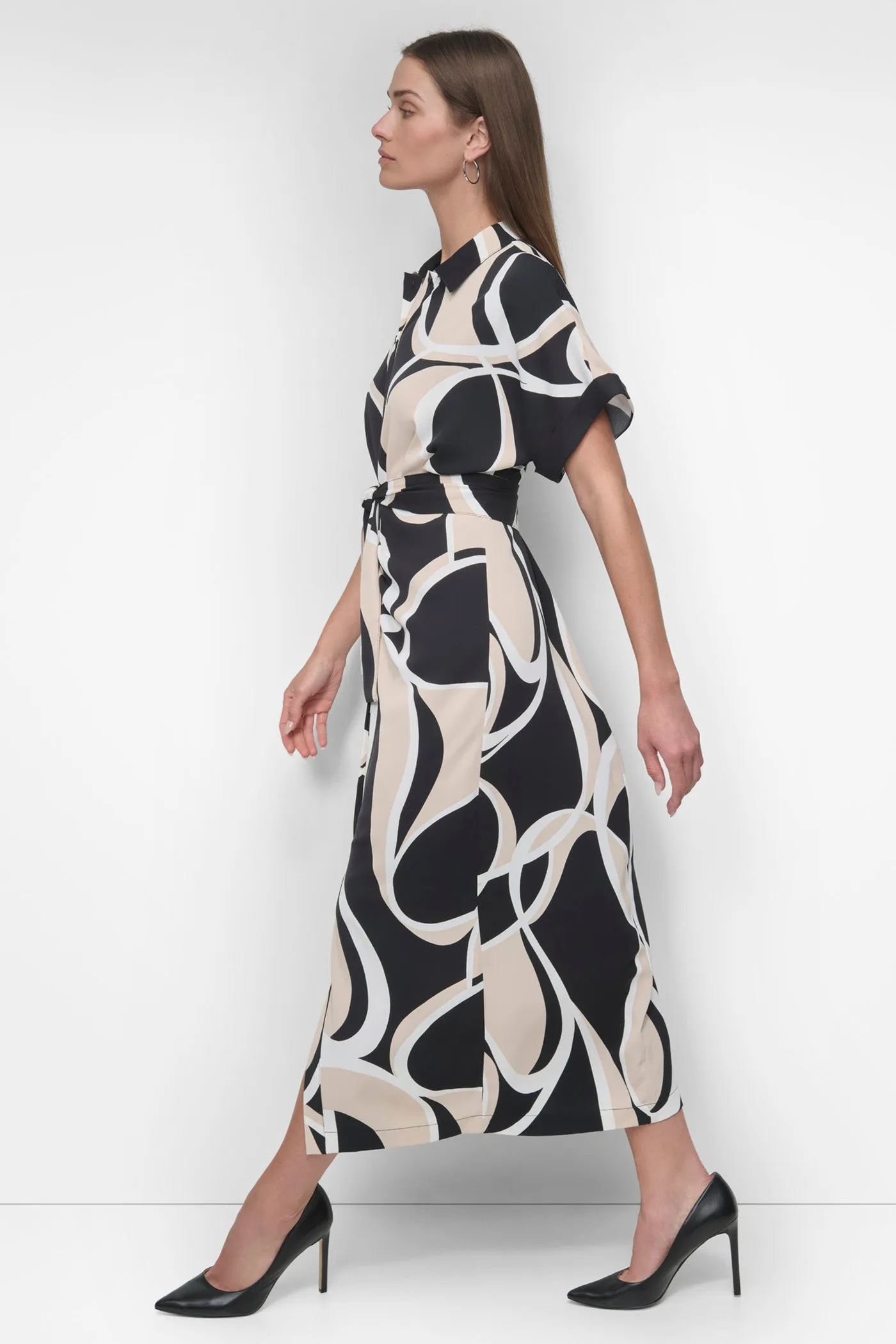 DRAPEY CREPE BELTED MAXI DRESS sold by DKNY product image thumbnail 3
