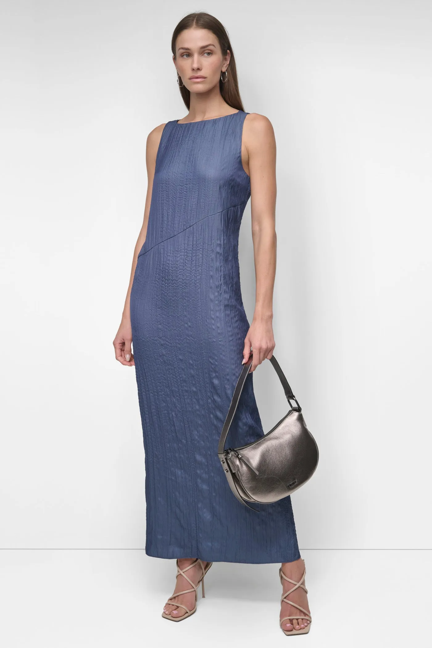 SLEEVELESS BROOMSTICK TWILL MIDI sold by DKNY