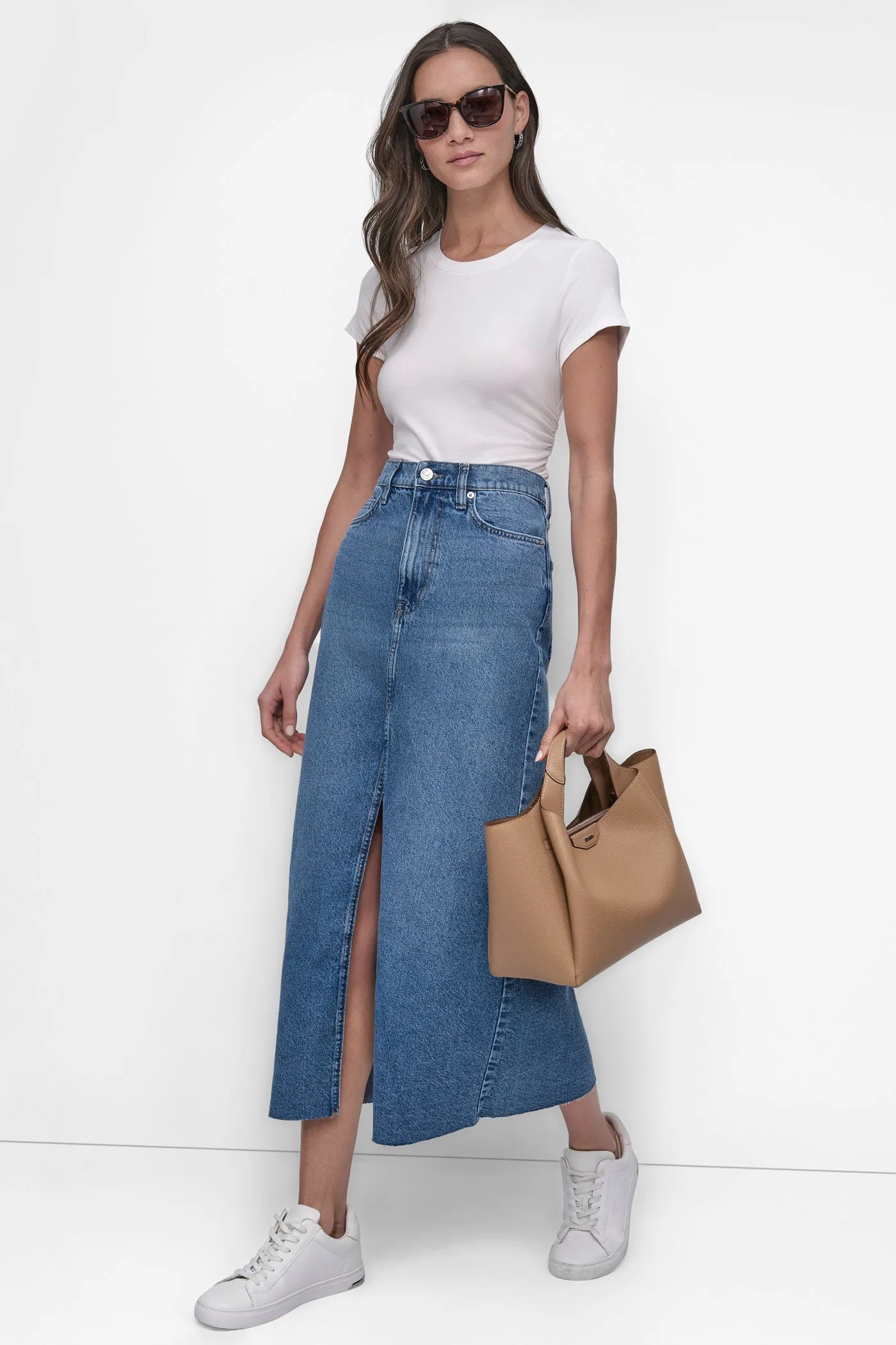 HIGH Rise Length A-LINE MAXI SKIRT WITH FRONT VENT sold by DKNY product image thumbnail 5