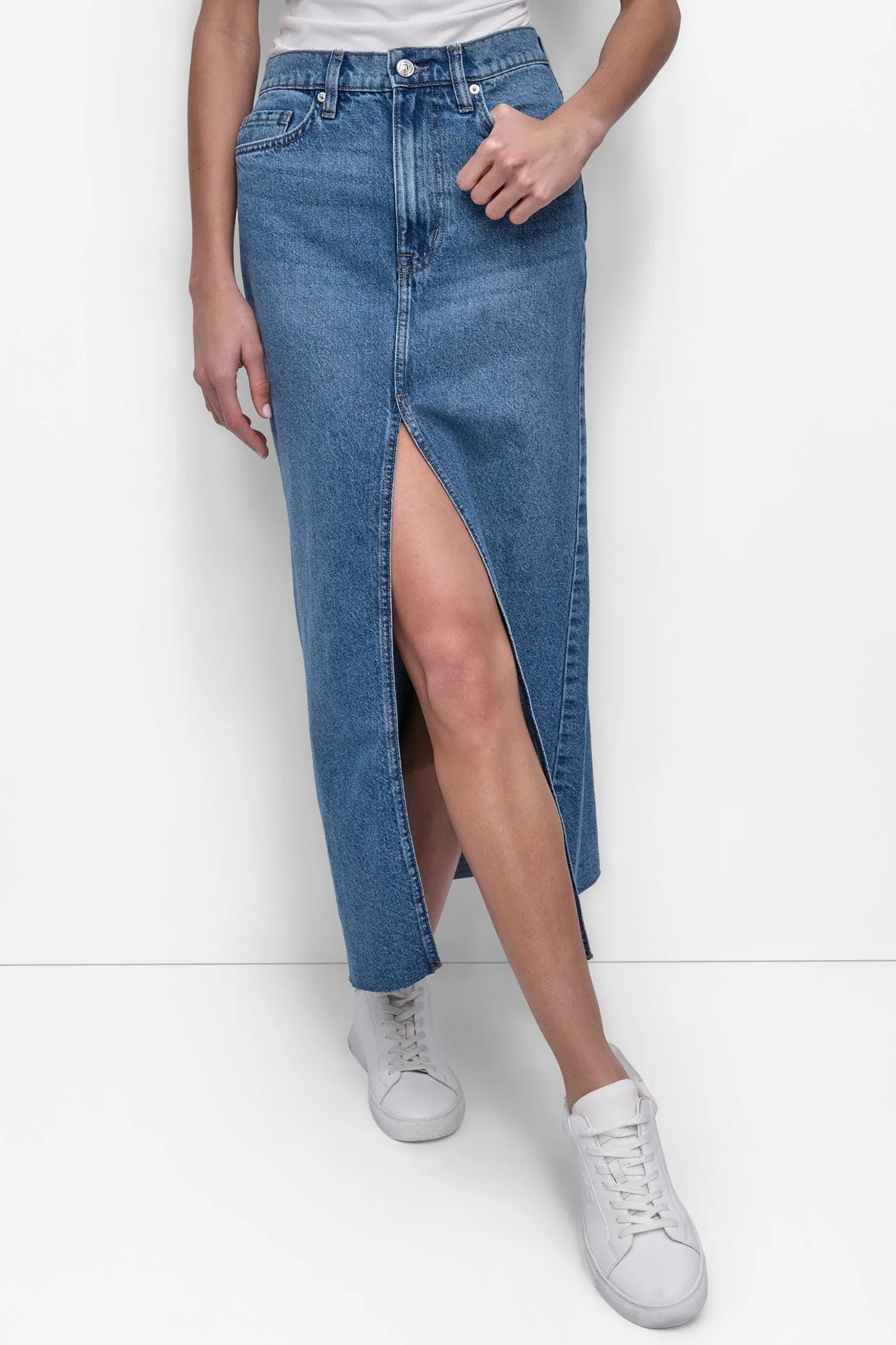 HIGH Rise Length A-LINE MAXI SKIRT WITH FRONT VENT sold by DKNY product image thumbnail 4