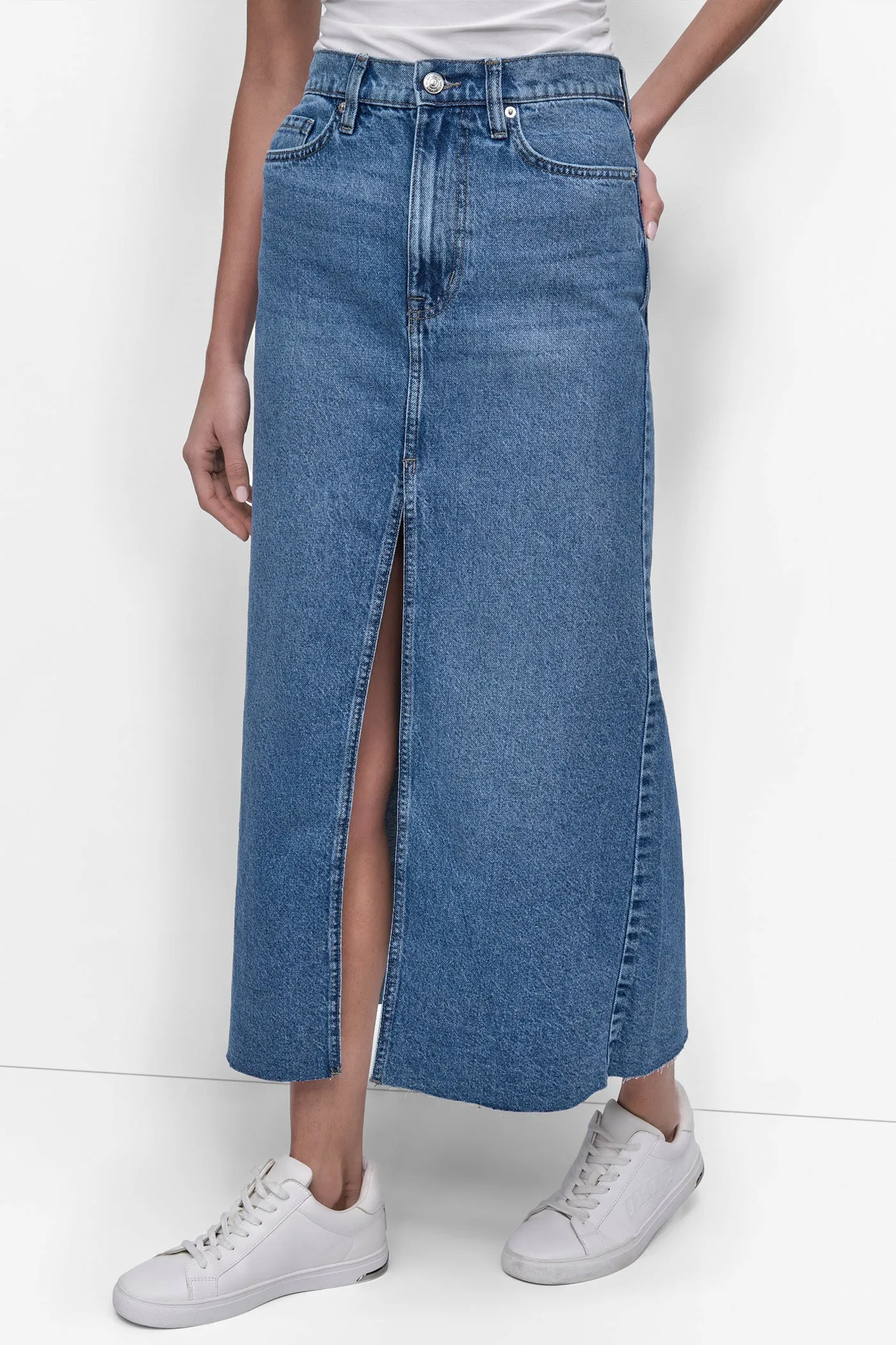 HIGH Rise Length A-LINE MAXI SKIRT WITH FRONT VENT sold by DKNY