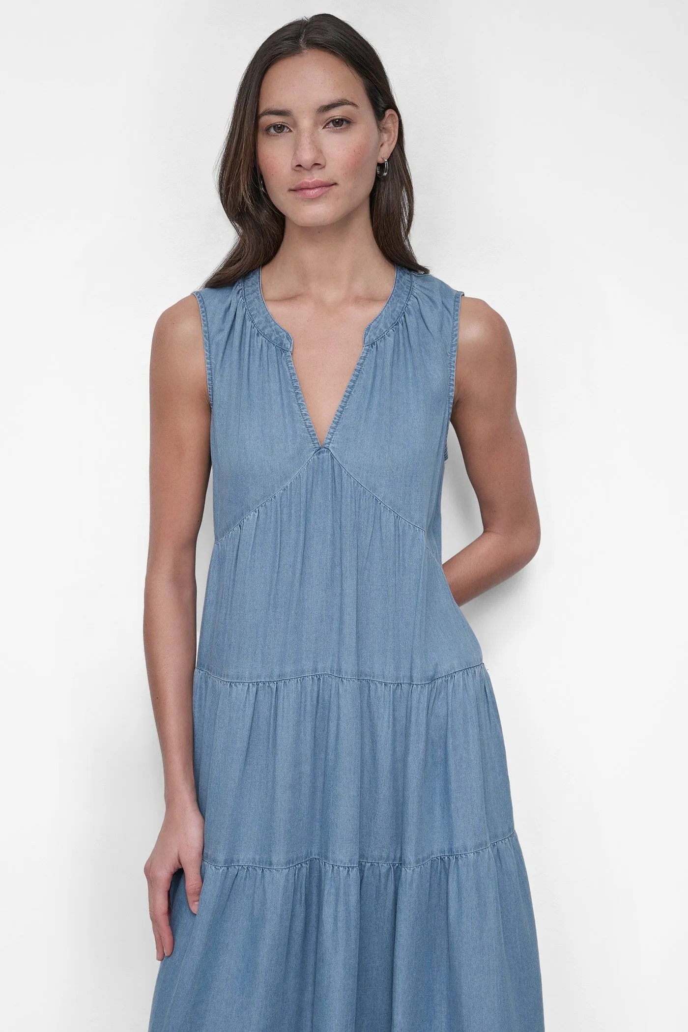 TENCEL TIERED MIDI SWING DRESS sold by DKNY product image thumbnail 5