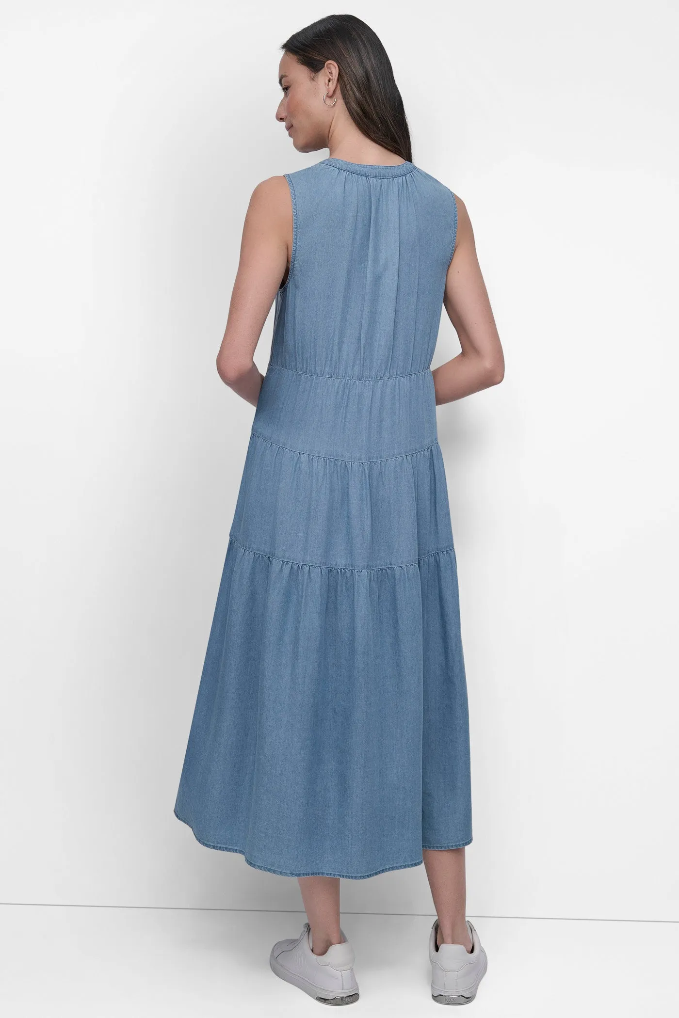 TENCEL TIERED MIDI SWING DRESS sold by DKNY product image thumbnail 2